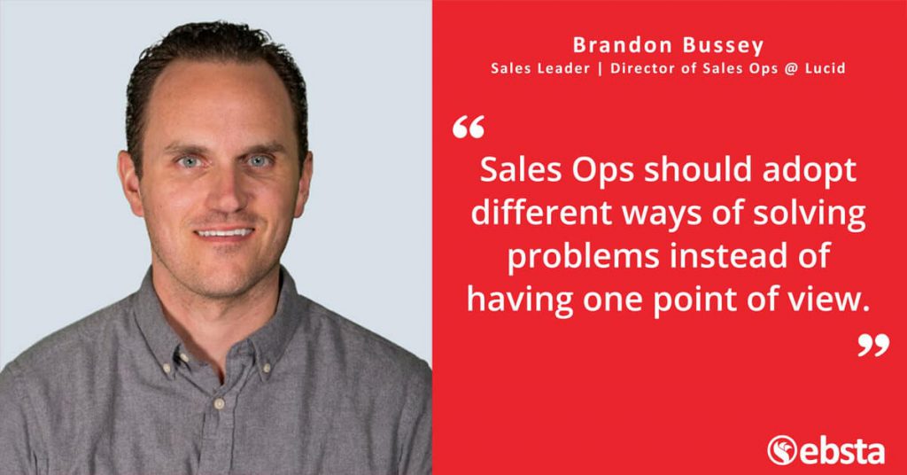 "Sales Ops should adopt different ways of solving problems instead of having one point of view." - Brandon Bussey