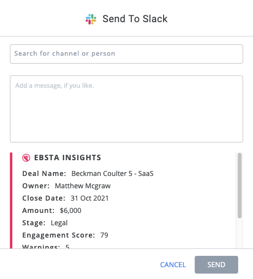 Ebsta Slack Integration